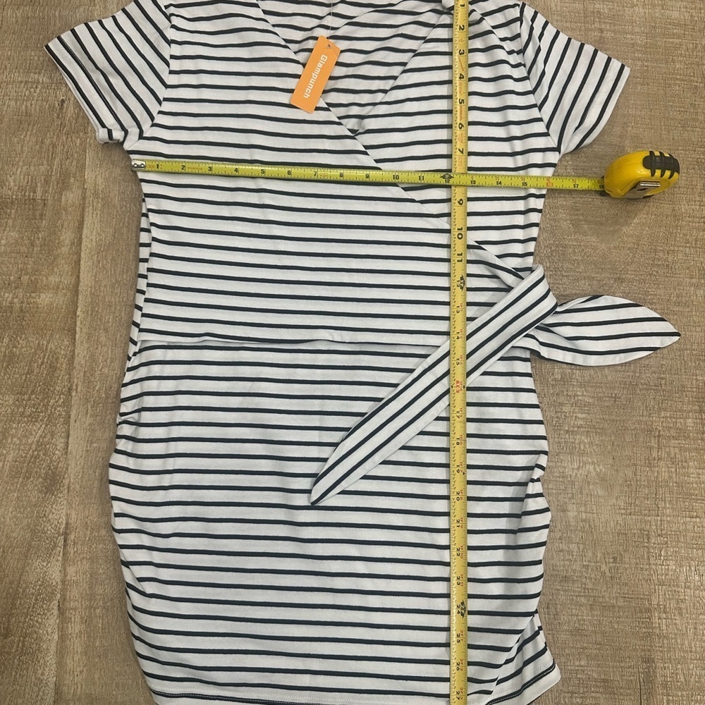 Maternity | Black & White Striped Tie-Front Top | S | NWT - Picture 6 of 10
